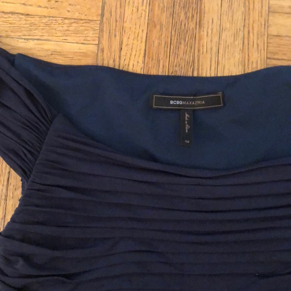 BCBG Navy Off The Shoulder Dress Size XS - Picture 5 of 5